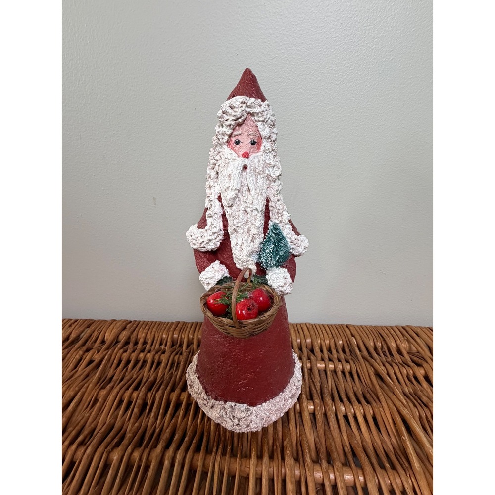 Vintage Style Paper Mache Belsnickel Santa Claus Figurine Red 9.25" Folk Art